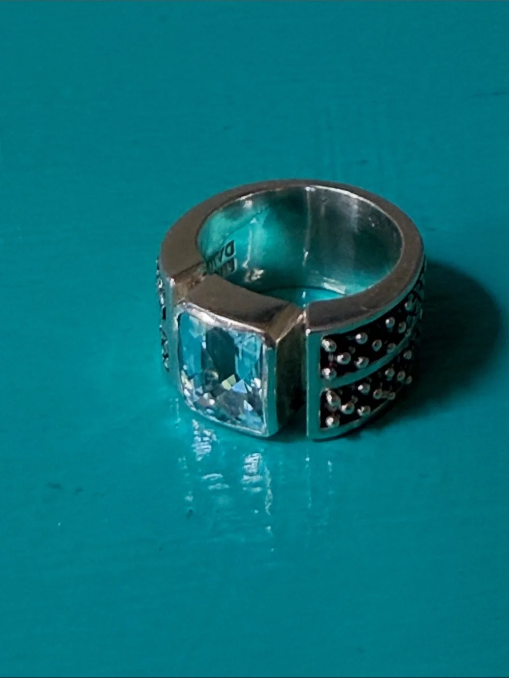 Michael Dawkins Sterling Silver Blue Topaz Statement Ring size 7